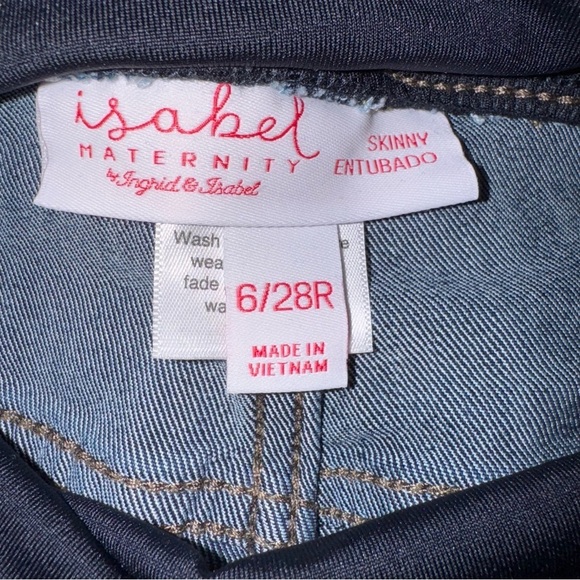 NWT Isabel Maternity Women's 6/28R Skinny Crossover Panel Blue Maternity Jeans - Picture 4 of 7